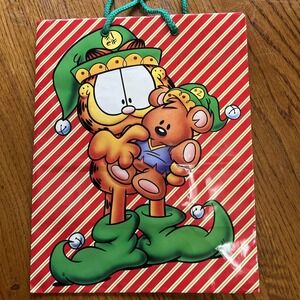 Garfield & Teddy Bear Christmas Elf Gift Bag 8"x10" 1978 Vintage